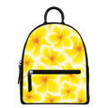 Yellow Frangipani Pattern Print Leather Backpack