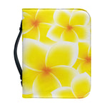 Yellow Frangipani Pattern Print Leather Bible Cover
