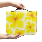 Yellow Frangipani Pattern Print Leather Bible Cover