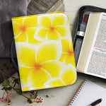 Yellow Frangipani Pattern Print Leather Bible Cover