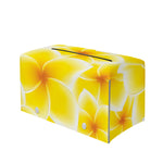 Yellow Frangipani Pattern Print Leather Tissue Box Cover