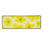 Yellow Frangipani Pattern Print Long Kitchen Mat