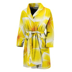 Yellow Frangipani Pattern Print Men's Bathrobe