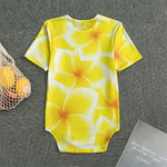 Yellow Frangipani Pattern Print Men's Bodysuit
