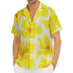 Yellow Frangipani Pattern Print Men's Deep V-Neck Shirt