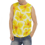 Yellow Frangipani Pattern Print Men's Fitness Tank Top