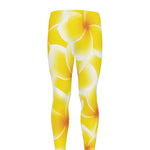 Yellow Frangipani Pattern Print Men's leggings