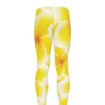 Yellow Frangipani Pattern Print Men's leggings