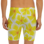 Yellow Frangipani Pattern Print Men's Long Boxer Briefs