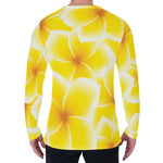 Yellow Frangipani Pattern Print Men's Long Sleeve T-Shirt