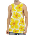 Yellow Frangipani Pattern Print Men's Muscle Tank Top
