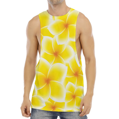 Yellow Frangipani Pattern Print Men's Muscle Tank Top