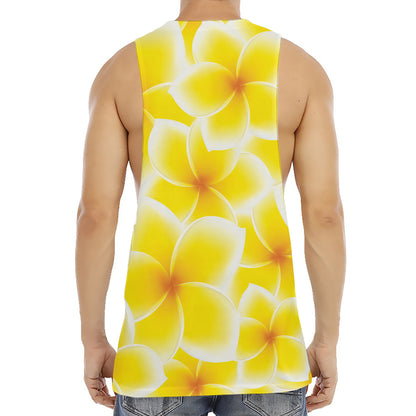 Yellow Frangipani Pattern Print Men's Muscle Tank Top