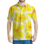 Yellow Frangipani Pattern Print Men's Polo Shirt