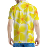 Yellow Frangipani Pattern Print Men's Polo Shirt