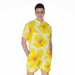 Yellow Frangipani Pattern Print Men's Rompers