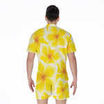 Yellow Frangipani Pattern Print Men's Rompers