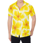 Yellow Frangipani Pattern Print Men's Shirt