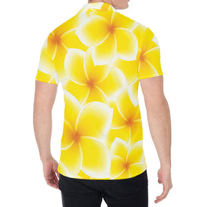 Yellow Frangipani Pattern Print Men's Shirt