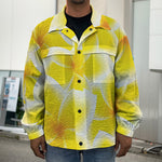 Yellow Frangipani Pattern Print Men's Shirt Jacket