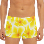 Yellow Frangipani Pattern Print Men's Short Boxer Briefs