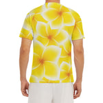 Yellow Frangipani Pattern Print Men's Short Sleeve Rash Guard