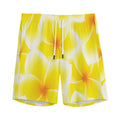 Yellow Frangipani Pattern Print Men's Athletic Shorts