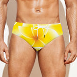 Yellow Frangipani Pattern Print Men's Swim Briefs