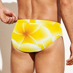 Yellow Frangipani Pattern Print Men's Swim Briefs
