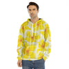 Yellow Frangipani Pattern Print Men's Velvet Pullover Hoodie