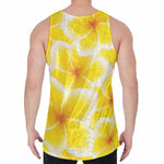 Yellow Frangipani Pattern Print Men's Velvet Tank Top