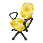 Yellow Frangipani Pattern Print Office Chair Cover