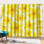 Yellow Frangipani Pattern Print Pencil Pleat Curtains