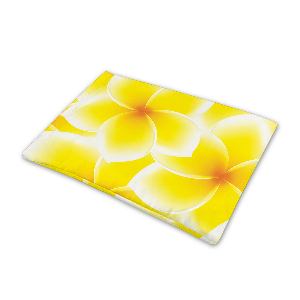 Yellow Frangipani Pattern Print Pet Cooling Mat Cover