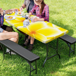 Yellow Frangipani Pattern Print Picnic Table Cover