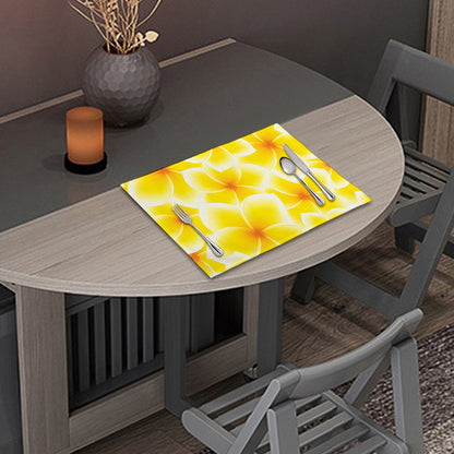Yellow Frangipani Pattern Print Placemat