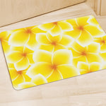 Yellow Frangipani Pattern Print Polyester Doormat
