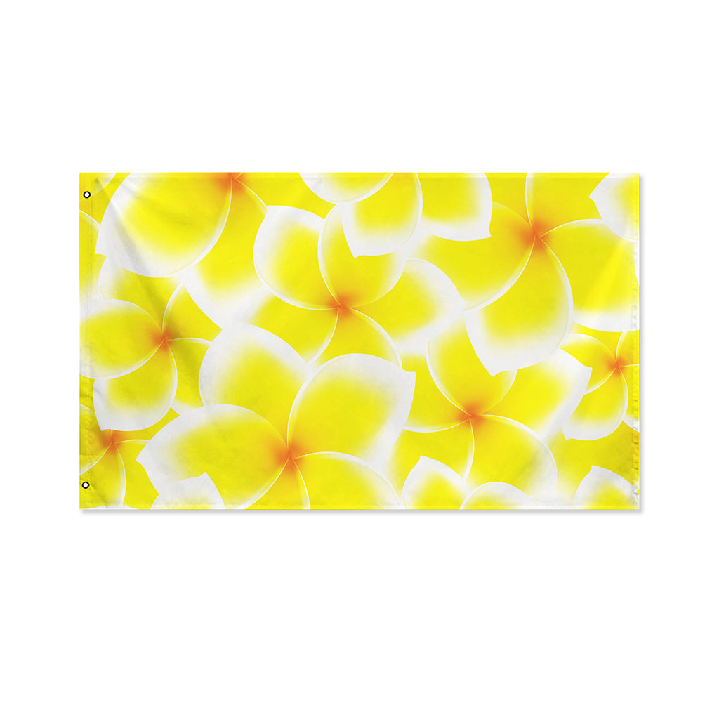 Yellow Frangipani Pattern Print Polyester Flag