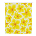 Yellow Frangipani Pattern Print Polyester Shower Curtain