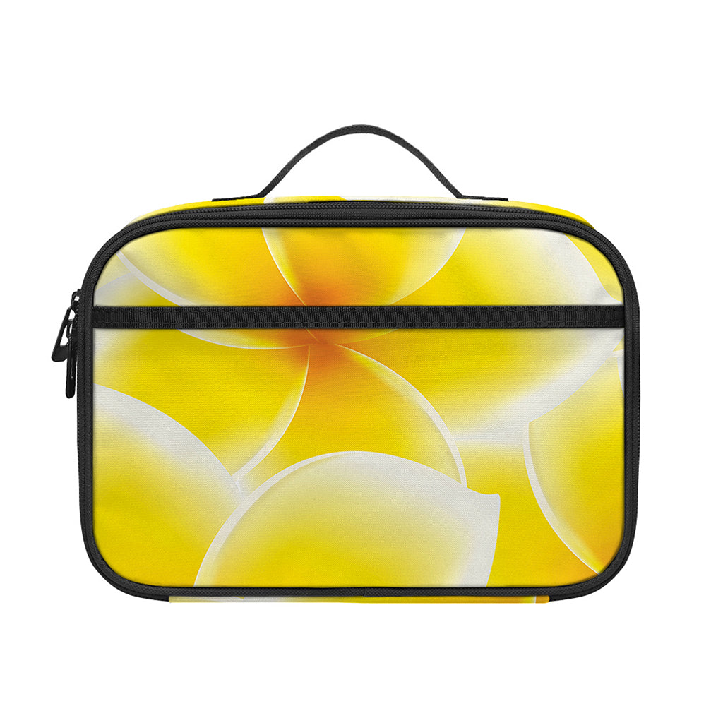 Yellow Frangipani Pattern Print Portable Lunch Bag