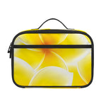 Yellow Frangipani Pattern Print Portable Lunch Bag