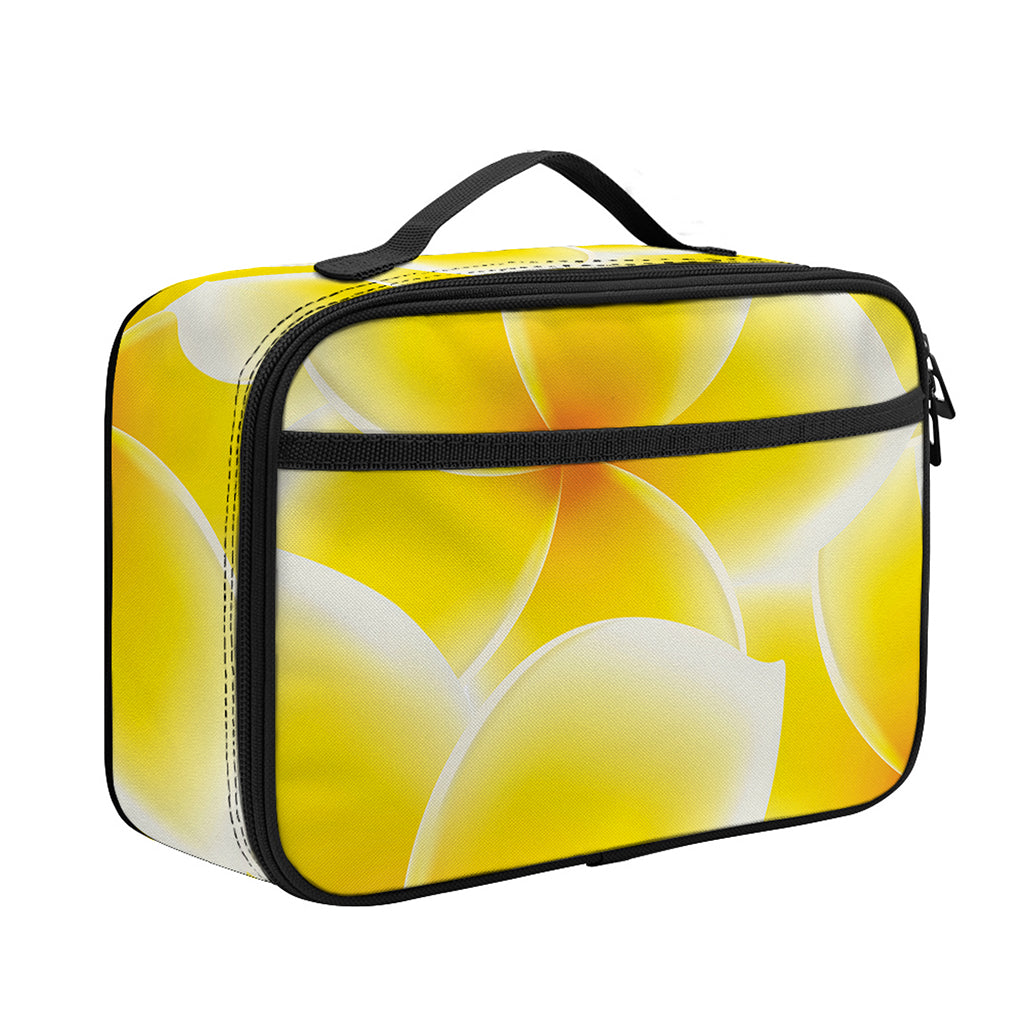 Yellow Frangipani Pattern Print Portable Lunch Bag