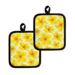 Yellow Frangipani Pattern Print Pot Holders