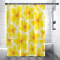 Yellow Frangipani Pattern Print Premium Shower Curtain
