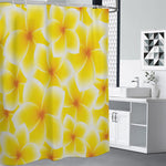 Yellow Frangipani Pattern Print Premium Shower Curtain