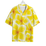Yellow Frangipani Pattern Print Rayon Hawaiian Shirt