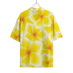 Yellow Frangipani Pattern Print Rayon Hawaiian Shirt