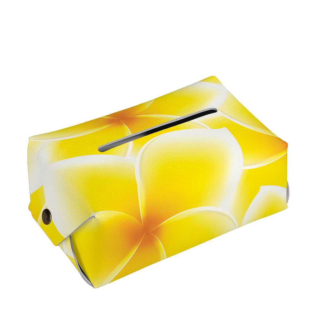 Yellow Frangipani Pattern Print Rectangle Tissue Box Cover