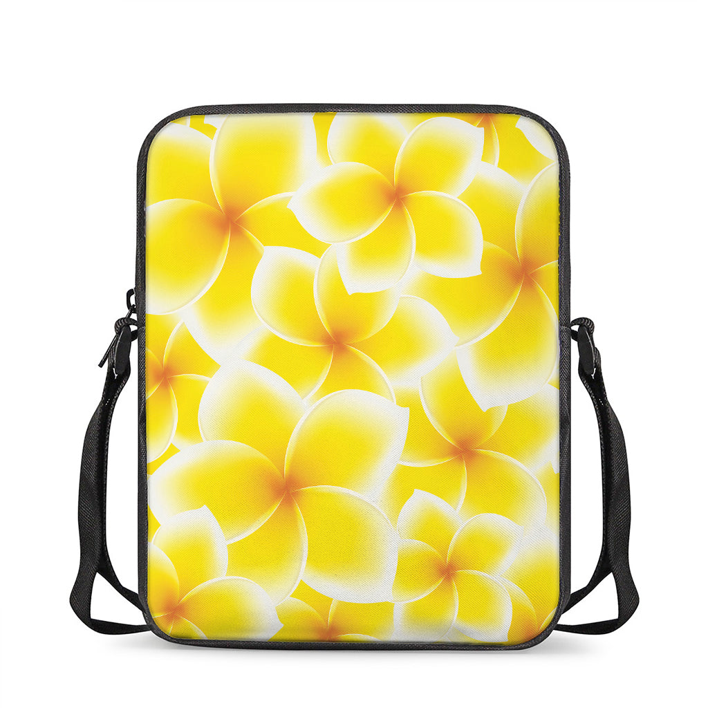 Yellow Frangipani Pattern Print Rectangular Crossbody Bag