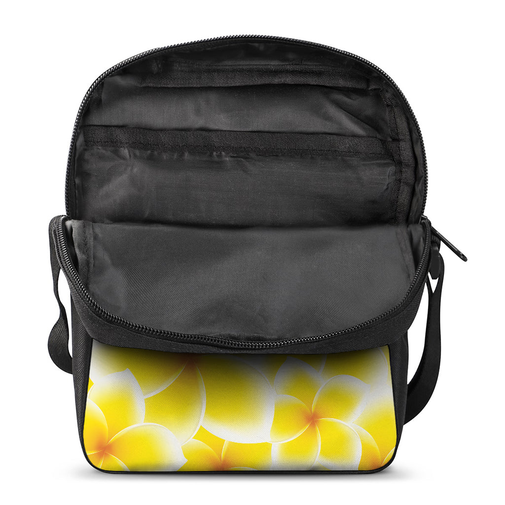 Yellow Frangipani Pattern Print Rectangular Crossbody Bag